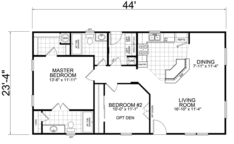 Home 24 X 44 2 Bed 2 Bath 1026 Sq Ft Sonoma