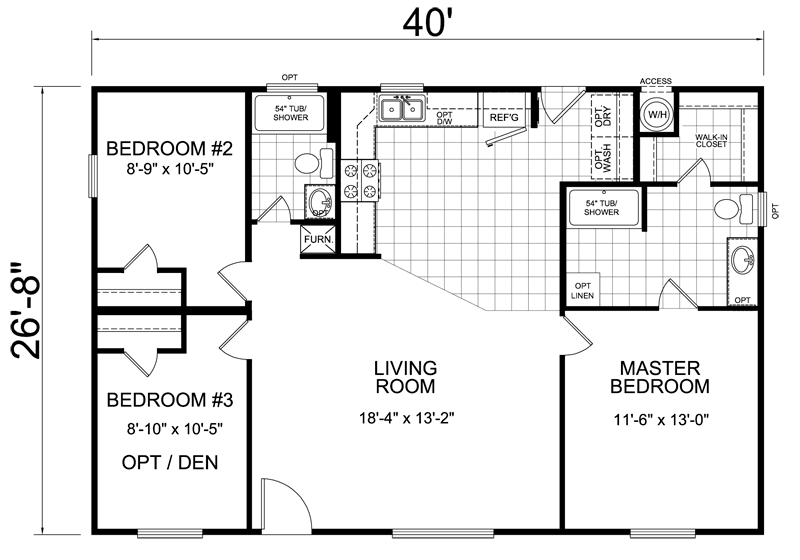 house floor plans 3 bedroom 2 bath